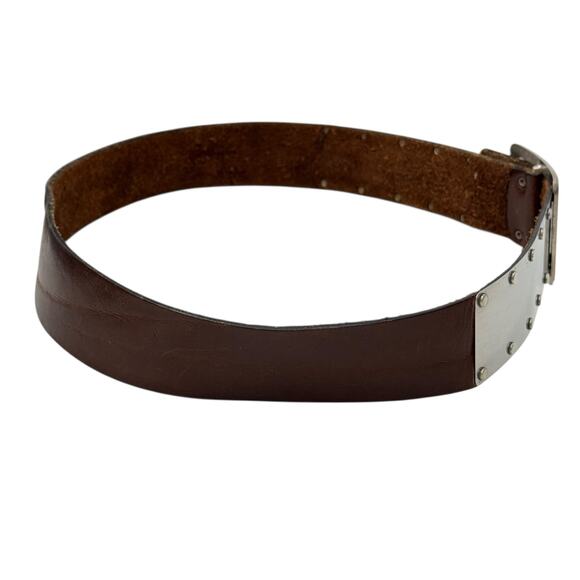 Rivet Metal Leather Belt Womens SZ 36 Brown Buckle Grunge Punk Rocker Cosplay main image 7